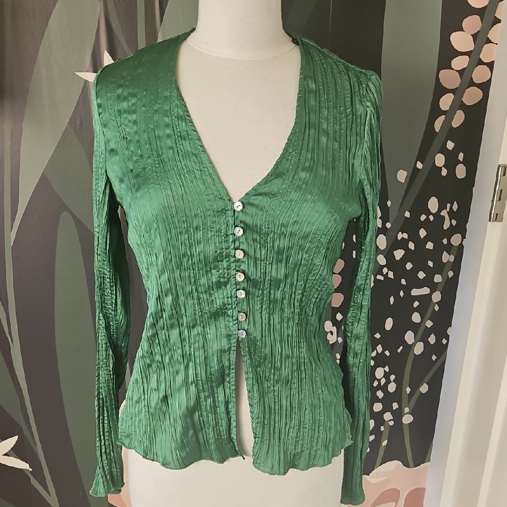 H&M Emerald Button Down Blouse